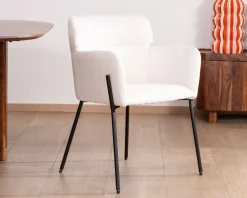 Best Lot de 2 chaises vintage en tissu blanc 