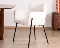 Best Lot de 2 chaises vintage en tissu blanc 