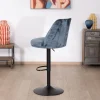 New Lot de 2 confortables chaises de bar pivotantes en tissu bleu "Zoung" dossier haut Chaise De Bar