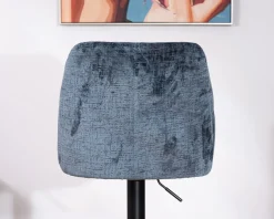 New Lot de 2 confortables chaises de bar pivotantes en tissu bleu 