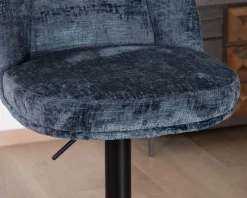 New Lot de 2 confortables chaises de bar pivotantes en tissu bleu 