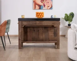 Sale Îlot de cuisine en teck recyclé avec coin snack extensible 