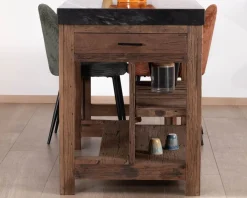 Sale Îlot de cuisine en teck recyclé avec coin snack extensible 