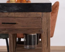 Sale Îlot de cuisine en teck recyclé avec coin snack extensible 