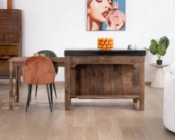 Sale Îlot de cuisine en teck recyclé avec coin snack extensible 