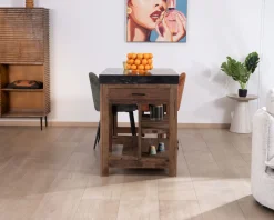 Sale Îlot de cuisine en teck recyclé avec coin snack extensible 