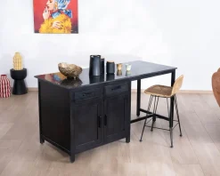 Online Îlot de cuisine noir avec coin repas