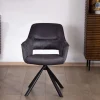 Clearance Lot de 2 fauteuils de repas contemporains pivotants sur pied métal noir "Chilko" en tissu bi texturé gris Chaise