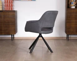 Clearance Lot de 2 fauteuils de repas contemporains pivotants sur pied métal noir 