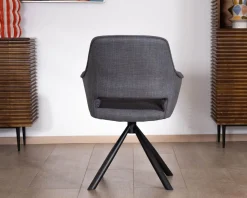 Clearance Lot de 2 fauteuils de repas contemporains pivotants sur pied métal noir 