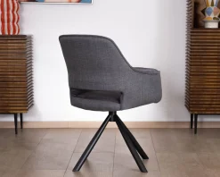 Clearance Lot de 2 fauteuils de repas contemporains pivotants sur pied métal noir 