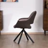 Lot de 2 fauteuils de repas enveloppants en tissu bi texturé chocolat et pied pivotant en métal "Chilko" Chaise