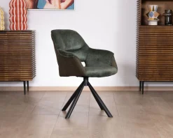 Hot Lot de 2 fauteuils de repas enveloppants en tissu bi texture vert