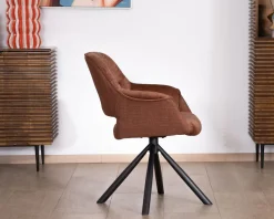 Clearance Lot de 2 fauteuils de repas pivotants en tissu bi texturé cuivré 