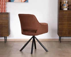 Clearance Lot de 2 fauteuils de repas pivotants en tissu bi texturé cuivré 
