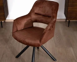 Clearance Lot de 2 fauteuils de repas pivotants en tissu bi texturé cuivré 