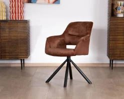 Clearance Lot de 2 fauteuils de repas pivotants en tissu bi texturé cuivré 