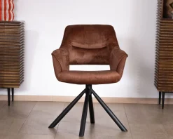 Clearance Lot de 2 fauteuils de repas pivotants en tissu bi texturé cuivré 
