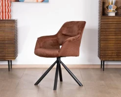 Clearance Lot de 2 fauteuils de repas pivotants en tissu bi texturé cuivré 