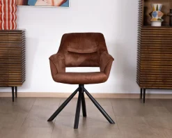 Clearance Lot de 2 fauteuils de repas pivotants en tissu bi texturé cuivré 