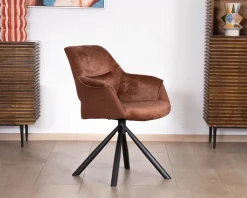 Clearance Lot de 2 fauteuils de repas pivotants en tissu bi texturé cuivré 