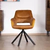 Online Lot de 2 fauteuils de repas pivotants et enveloppants en tissu bi texturé jaune moutarde "Chilko" Chaise