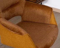 Online Lot de 2 fauteuils de repas pivotants et enveloppants en tissu bi texturé jaune moutarde