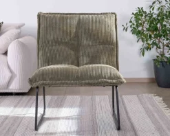 Best Lot de 2 fauteuils sans accoudoirs en velours cotelé kaki