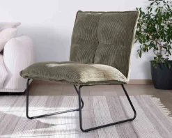Best Lot de 2 fauteuils sans accoudoirs en velours cotelé kaki