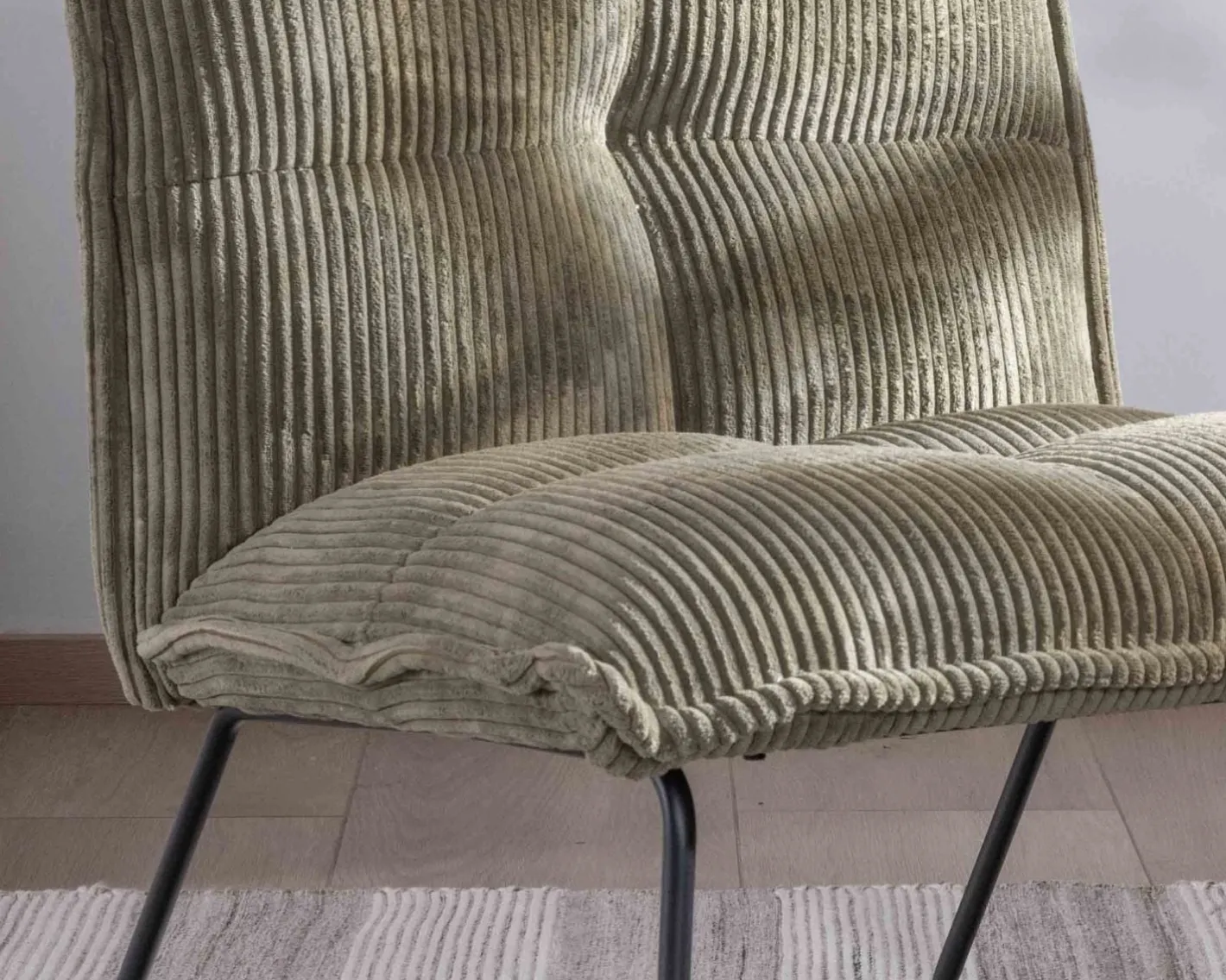 Best Lot de 2 fauteuils sans accoudoirs en velours cotelé kaki "Calvin" Fauteuil