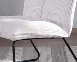 Sale Lot de 2 fauteuils sans accoudoirs en velours côtelé blanc