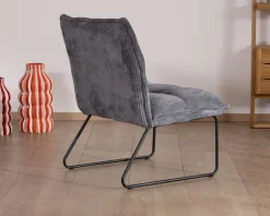 Outlet Lot de 2 fauteuils sans accoudoirs en velours cotelé gris 