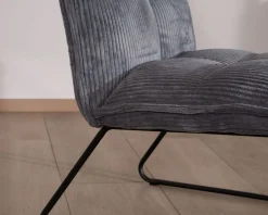 Outlet Lot de 2 fauteuils sans accoudoirs en velours cotelé gris 