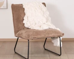 Hot Lot de 2 fauteuils sans accoudoirs en velours côtelé camel "Calvin" Fauteuil
