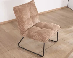 Hot Lot de 2 fauteuils sans accoudoirs en velours côtelé camel 