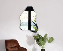 Outlet Lot de 2 miroirs forme naturelle avec encadrement en métal noir 