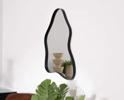 Outlet Lot de 2 miroirs forme naturelle avec encadrement en métal noir 