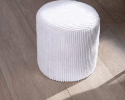 Discount Lot de 2 petits poufs ronds en velours blanc "Snaw" Décoration