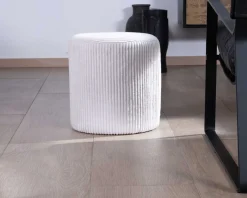 Discount Lot de 2 petits poufs ronds en velours blanc
