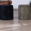 Outlet Lot de 2 petits poufs ronds en velours côtelé kaki "Snaw" diamètre 35 cm Décoration