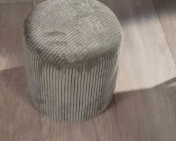 Outlet Lot de 2 petits poufs ronds en velours côtelé kaki 