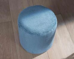 Hot Lot de 2 poufs bleu pétrole en velours côtelé 