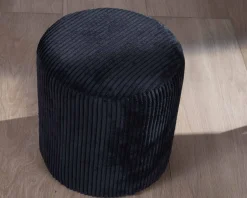 Clearance Lot de 2 poufs noirs en velours côtelé