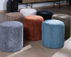 Clearance Lot de 2 poufs noirs en velours côtelé