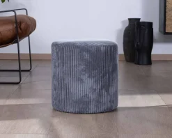 Discount Lot de 2 poufs ronds en velours côtelé gris "Snaw" diamètre 35 cm Décoration