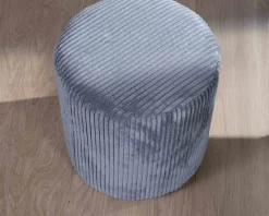 Discount Lot de 2 poufs ronds en velours côtelé gris 