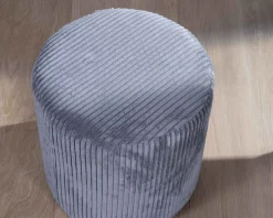 Discount Lot de 2 poufs ronds en velours côtelé gris 