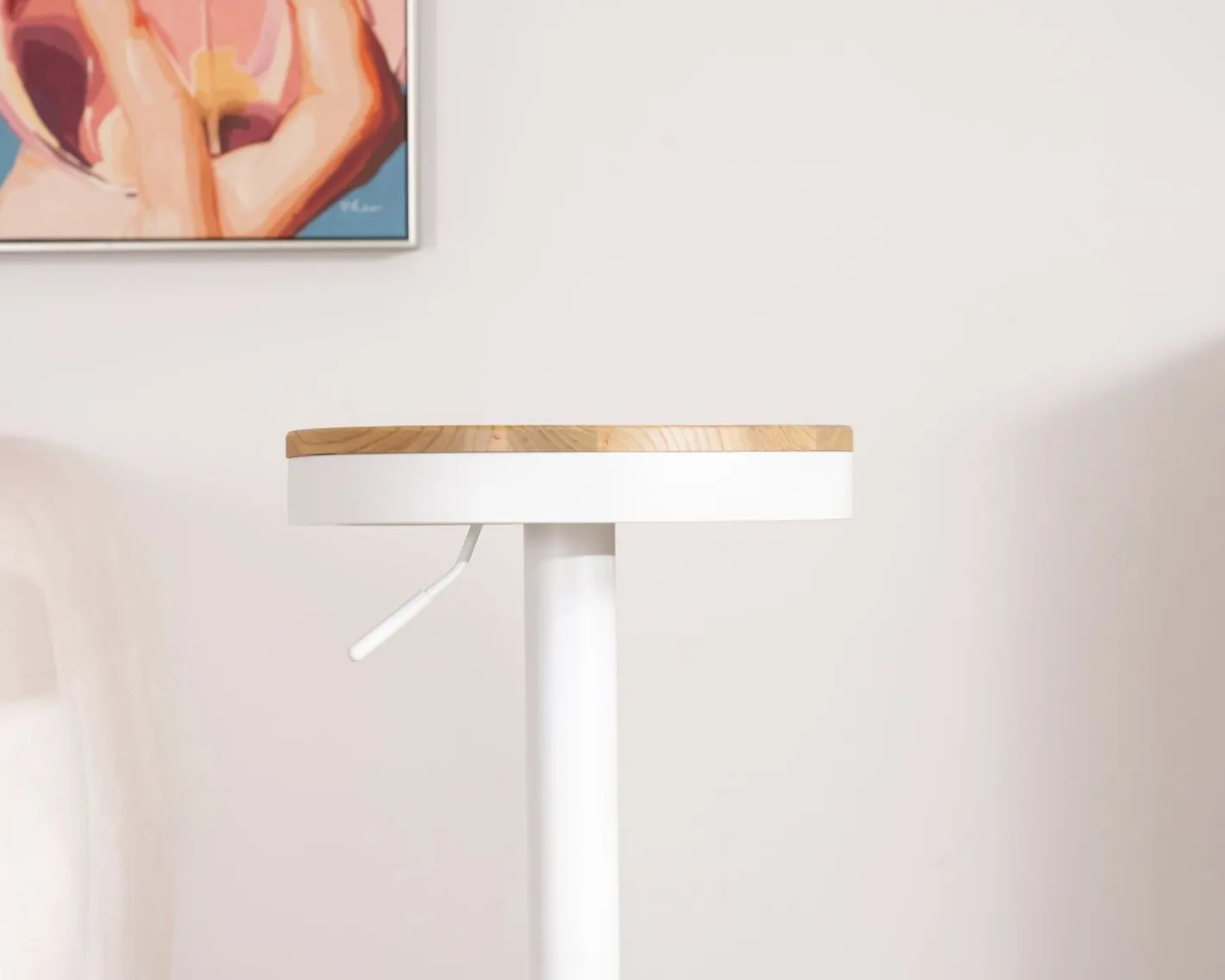Best Lot de 2 tabourets ajustables en hauteur en métal blanc "Juo" avec assise bois Tabouret De Bar