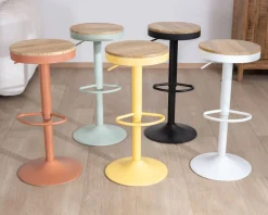 Best Lot de 2 tabourets ajustables en hauteur en métal blanc