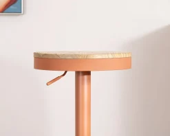 Online Lot de 2 tabourets de bar réglables en hauteur "Juo" bois et métal terracotta Tabouret De Bar